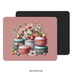 Macarons and Flowers Mouse Pad, Dessert Art Mousepad, Cute Desk Decor, Floral Mousepad, Spring Office Decor, Foodie Gift, Computer Accessory - Tawshia