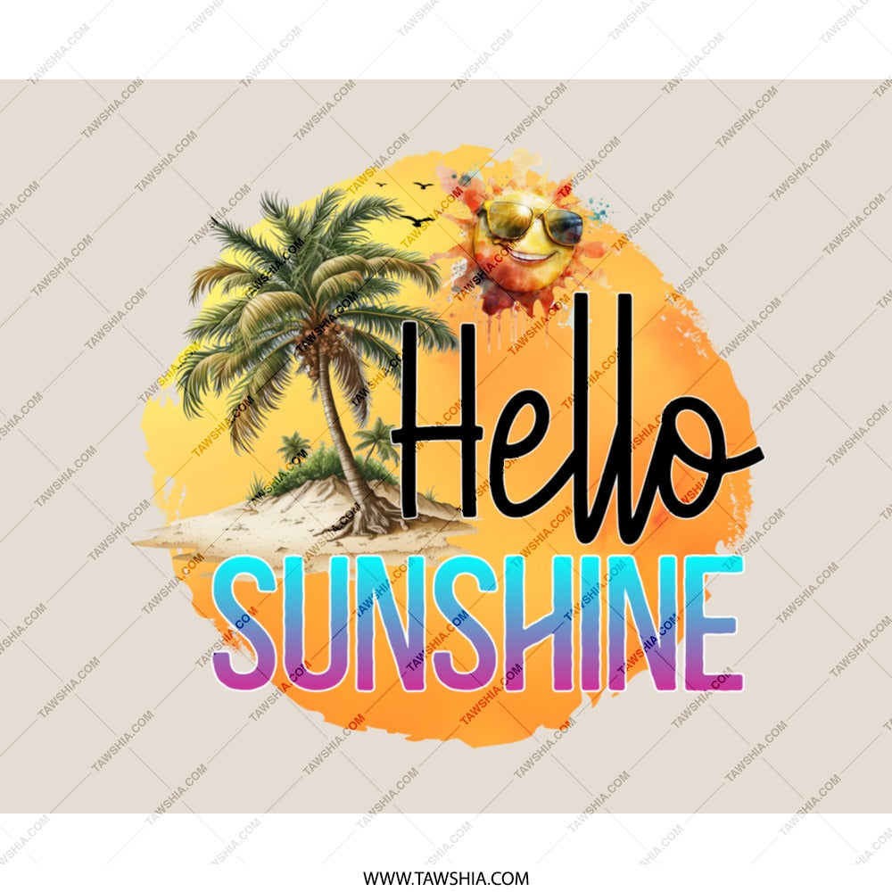 Hello Sunshine Mouse Pad, Tropical Beach Office Decor, Summer Vibes Desk Accessory, Cute Sun with Sunglasses, Gift for Her, Fun Office Gift - Tawshia