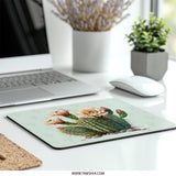 Blooming Cactus Mouse Pad, Desert Flower Art, Botanical Desk Accessory, Cute Office Decor, Garden Gift, Nature Lover, Unique Mousepad - Tawshia