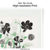 Floral Photographic Print, Flower Bouquet Art, Green Vase, Modern Art Print, Botanical Wall Decor, Home Decor, Gift Idea - Tawshia