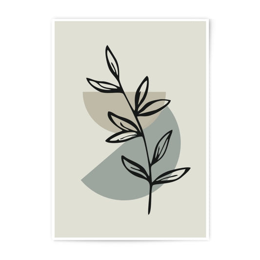 Botanical Photographic Print, Minimalist Wall Art, Leaf Line Drawing, Abstract Shapes, Modern Home Decor, Nature Art, Aesthetic Print - Tawshia