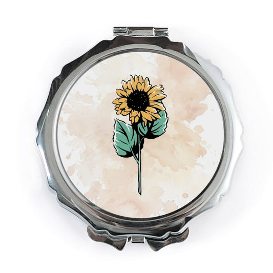 Sunflower Pocket Mirror, Watercolor Design, Floral Mirror, Cute Compact Mirror, Aesthetic Gift, Purse Mirror, Trendy Accessory - Tawshia