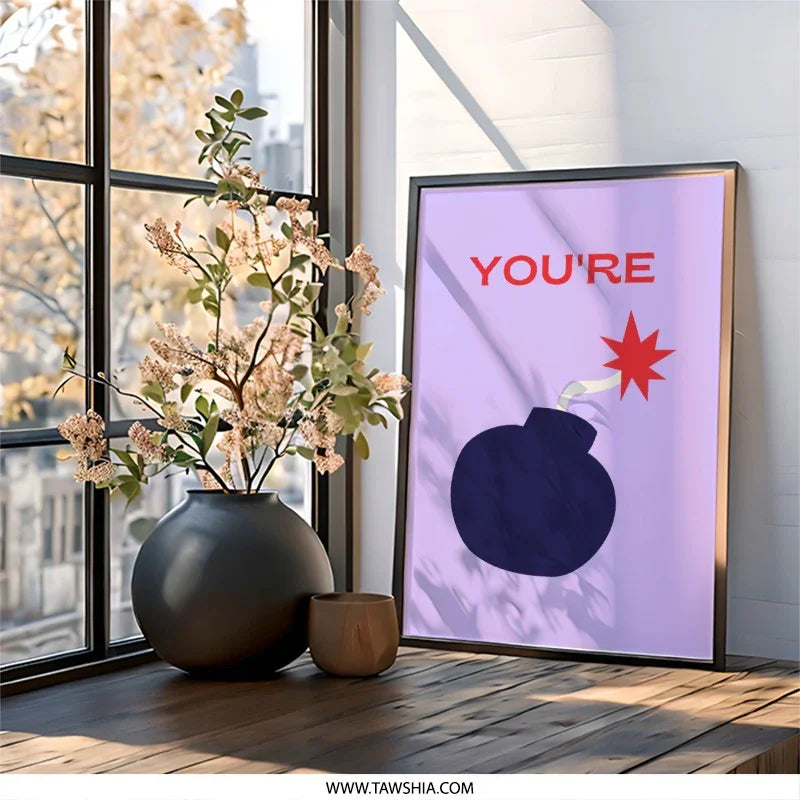 Youre the Bomb Wall Art, Minimalist Print, Funny Art, Home Decor, Playful Gift, Modern Wall Decor - Tawshia