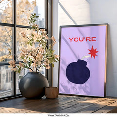 Youre the Bomb Wall Art, Minimalist Print, Funny Art, Home Decor, Playful Gift, Modern Wall Decor - Tawshia