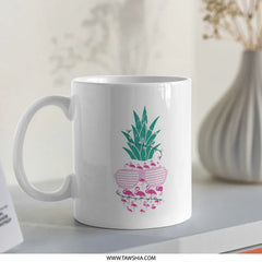 Unique Flamingo and Plant Design Coffee Mug product type