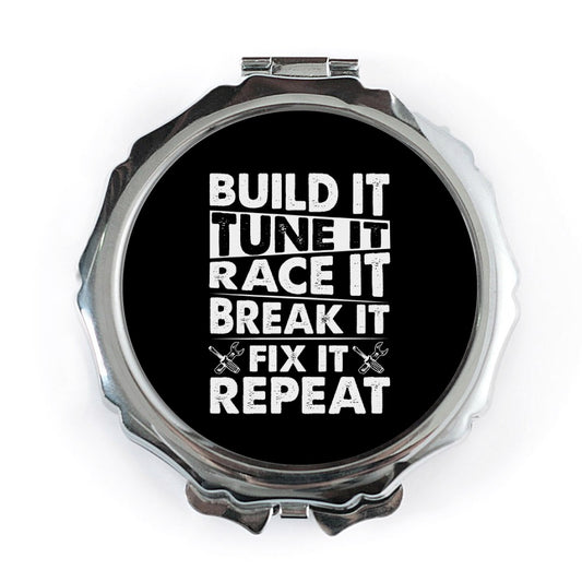Build Tune Race Break Fix Repeat Mirror, Mechanic Gift, Car Enthusiast Present, Motorsport Lover, Funny Automotive Saying Mirror - Tawshia