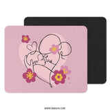 Mother and Child Mouse Pad, Pink Floral Art Mousepad, Minimalist Line Art, New Mom Gift, Baby Shower Present, Office Decor, Cute Mousepad - Tawshia