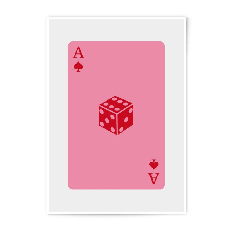 Ace of Spades Dice Photographic Print, Casino Art, Game Room Decor, Pink Aesthetic, Lucky Charm Art Print, Minimalist Card Art - Tawshia