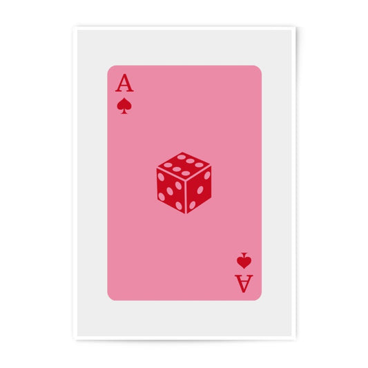 Ace of Spades Dice Photographic Print, Casino Art, Game Room Decor, Pink Aesthetic, Lucky Charm Art Print, Minimalist Card Art - Tawshia