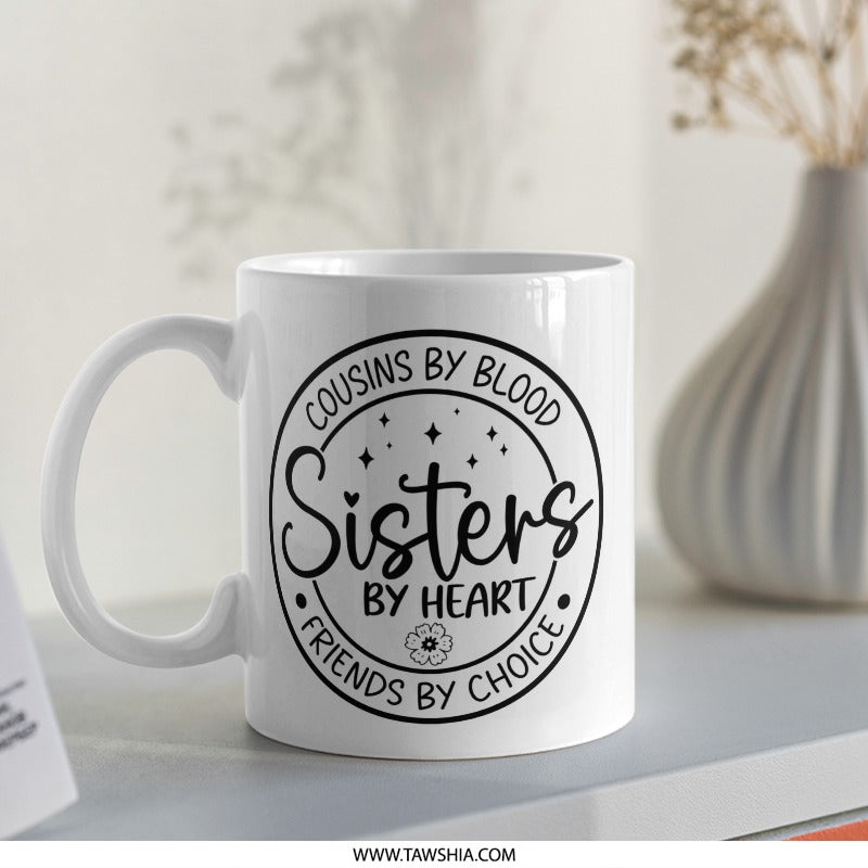 Cousins by Blood, Sisters by Heart Mug, Friends by Choice Mug, Sister Gift, Cousin Gift, Best Friend Mug, Personalized Gift - Tawshia