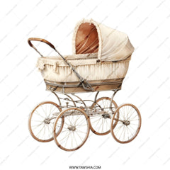 Vintage Pram Tote Bag, Antique Baby Carriage Design, Elegant Shopping Bag, Stylish Everyday Tote, Unique Gift Idea - Tawshia