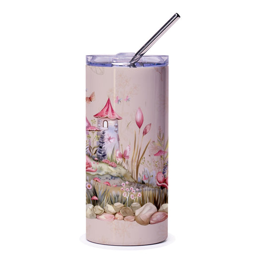 Fairy Castle Tumbler, Watercolor Tumbler, Butterfly Tumbler, Cute Tumbler, Floral Tumbler, Magical Tumbler, Drinkware, Gift Idea - Tawshia