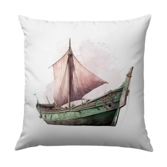 Viking Ship Pillow, Norse Boat Art, Historical Sailing Decor, Antique Vessel Throw, Medieval Seafaring Cushion, Vintage Inspired Pillows - Tawshia