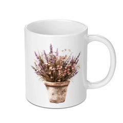 Lavender Mug, Floral Mug, Flower Pot Mug, Watercolor Mug, Elegant Mug, Lavender Gift, Floral Gift, Gardening Gift, Botanical Mug - Tawshia
