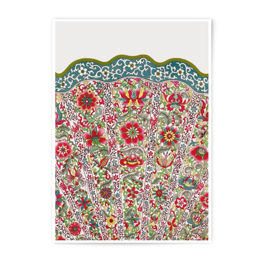 Floral Photographic Print, Oriental Fan Art, Botanical Home Decor, Vintage Inspired Wall Art, Red Flower Print - Tawshia