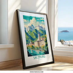 Salzburg Austria Wall Art, Cityscape Poster, Travel Print, Austrian Landscape, Home Decor, Europe Art Print, Minimalist Wall Decor - Tawshia