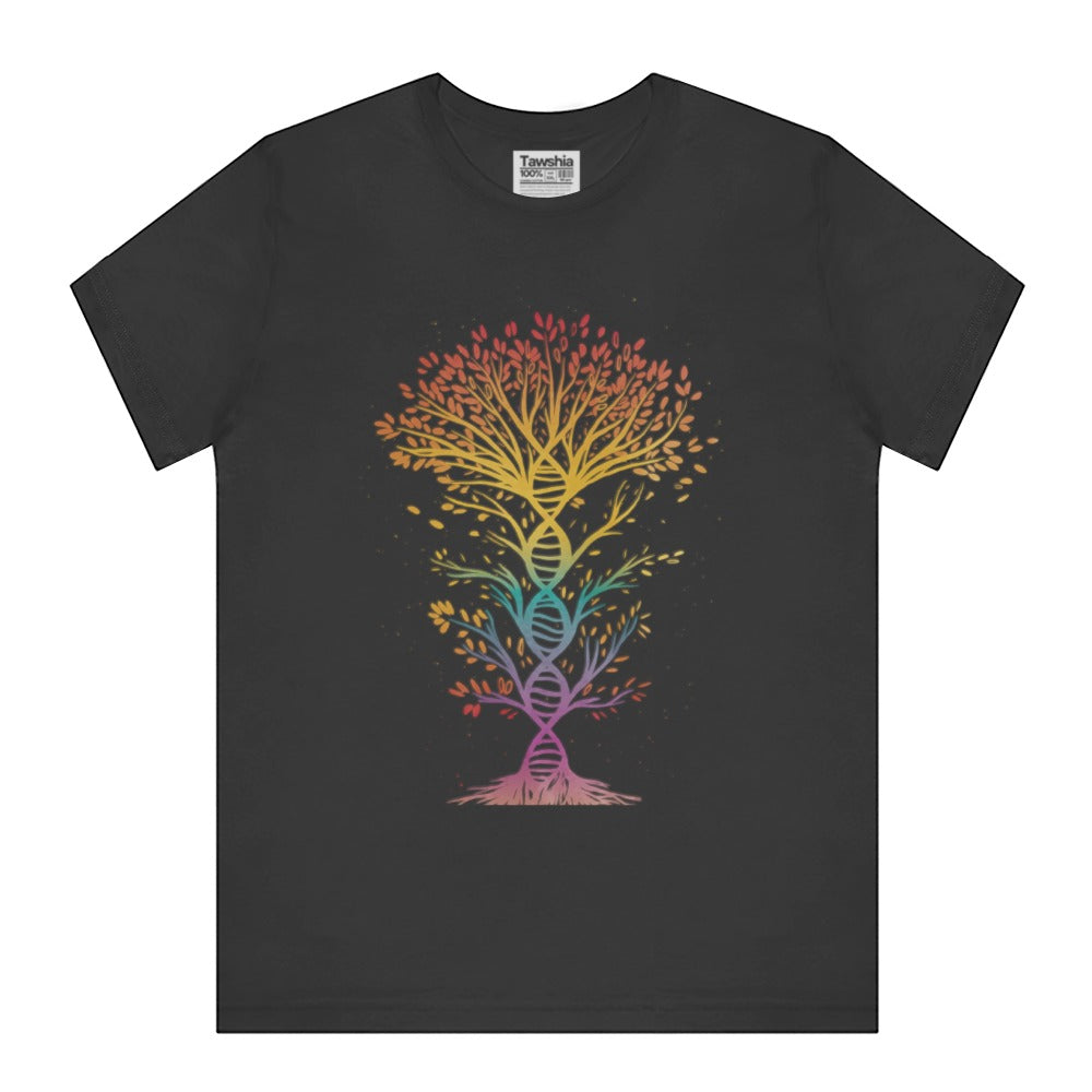 Vibrant Tree with DNA Graphic Black T-Shirt product type