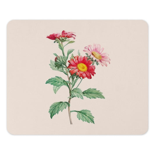 Floral Mouse Pad, Botanical Art Mousepad, Vintage Flower Print, Pink Red Aster Flower, Nature Lover Gift, Desk Accessory, Office Decor - Tawshia