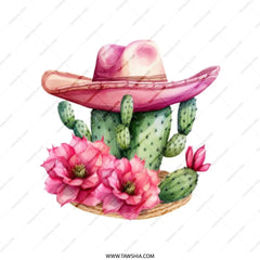 Cactus Tote Bag, Floral Tote Bag, Pink Hat Tote, Desert Plant Bag, Western Style Bag, Trendy Tote Bag, Stylish Shopping Bag - Tawshia