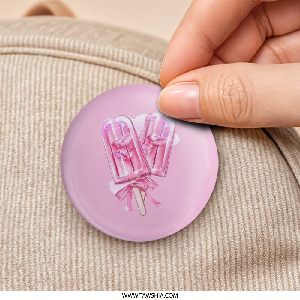 Pink Popsicle Pinback Button, Sweet Treat Button, Cute Food Pin, Summer Accessory, Yummy Popsicle Design, Trendy Pin, Gift Idea - Tawshia