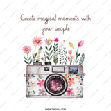 Floral Camera Tote Bag, Botanical Photography Tote, Magical Moments Bag, Artsy Gift, Cute Tote Bags, Everyday Bag, Gifts for Her - Tawshia