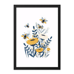 Bee and Flower Wall Art, Floral Wall Decor, Honeybee Print, Nature Wall Art, Botanical Illustration, Modern Art Print, Insect Art - Tawshia