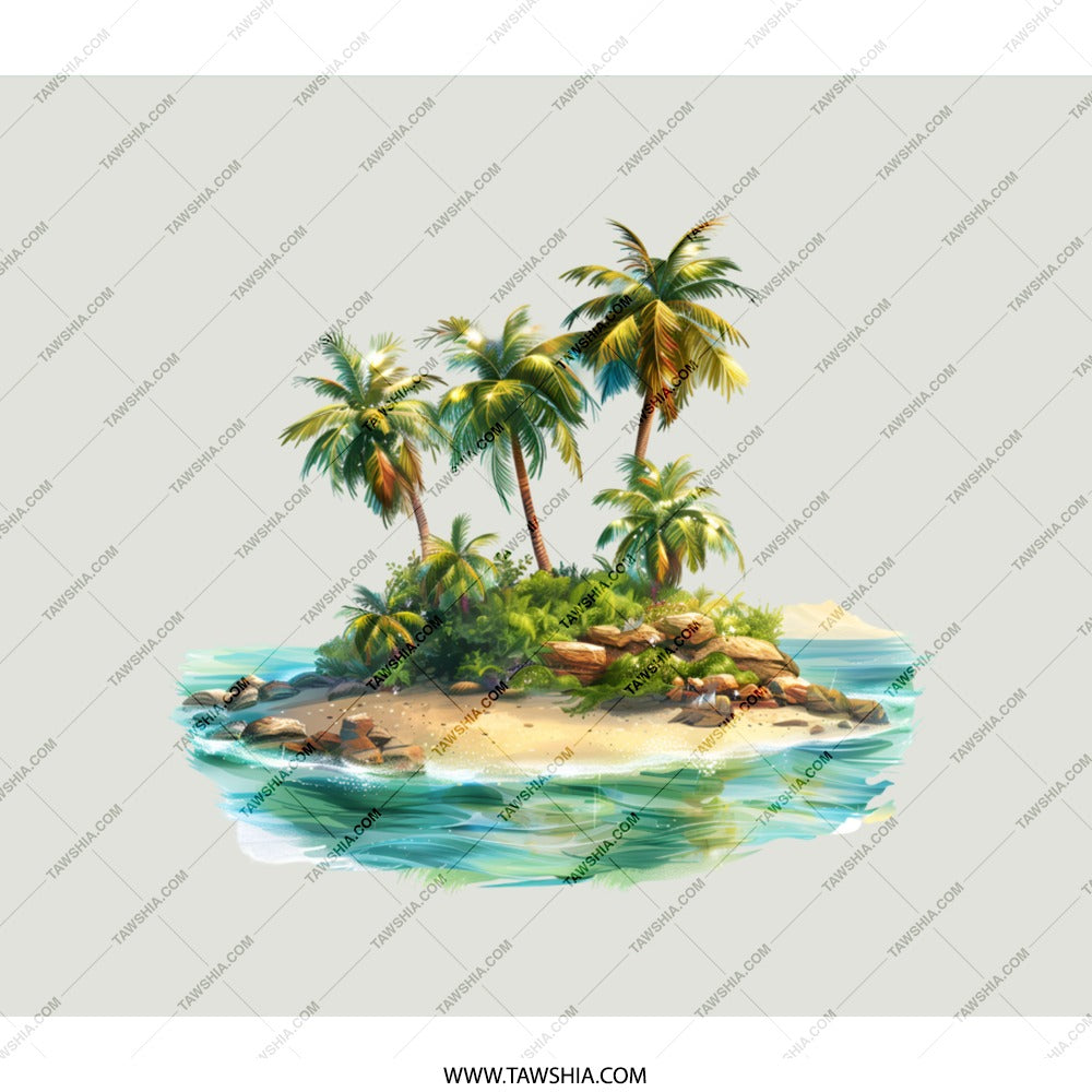 Tropical Island Backpack, Palm Trees, Beach Scene Backpack, Summer Vibes, Vacation Ready, Island Getaway, Travel Backpack, Scenic Design - Tawshia