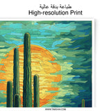 Desert Cactus Photographic Print, Southwestern Art, Sunset Landscape, Saguaro Cactus, Desert Decor, Wall Art Print, Home Decor - Tawshia