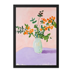 Floral Painting Wall Art, Orange Berries Bouquet, Modern Art Print, Home Decor, Contemporary Wall Hanging - Tawshia