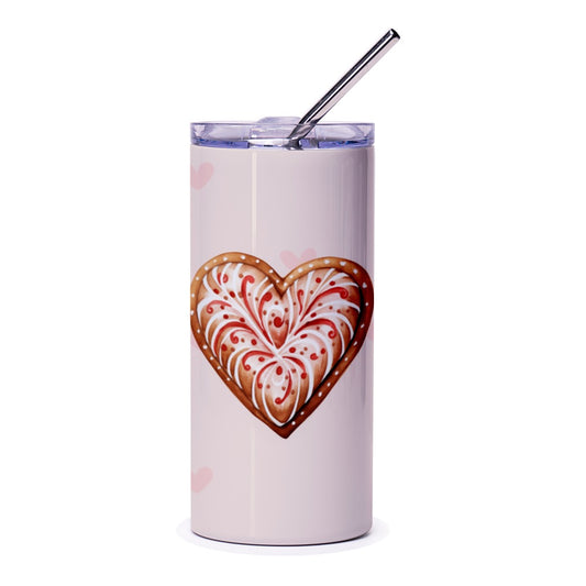 Heart Cookie Tumbler, Valentine's Day Tumbler, Love Tumbler, Cute Tumbler, Gift for Her, Tumbler with Straw, Travel Tumbler - Tawshia