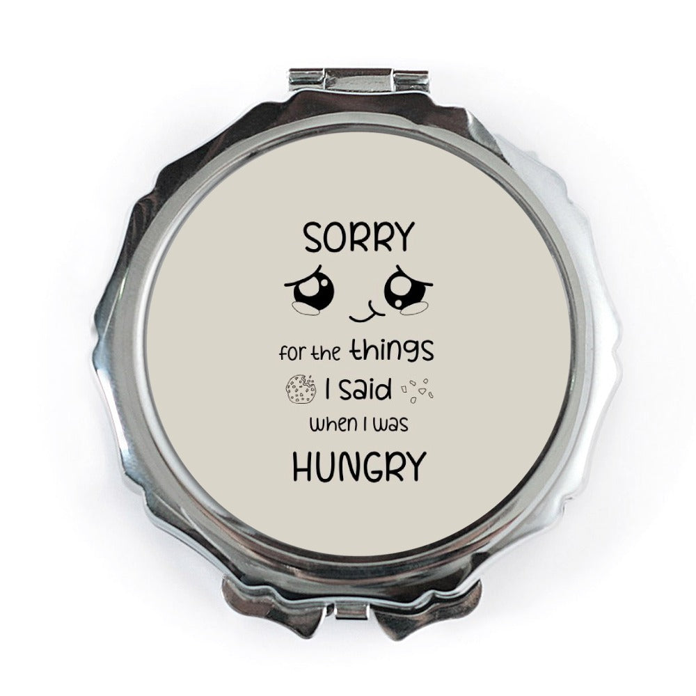Sorry Hungry Pocket Mirror, Funny Food Apology Gift, Compact Mirror for Handbag, Cute Pocket Mirrors, Travel Mirror - Tawshia