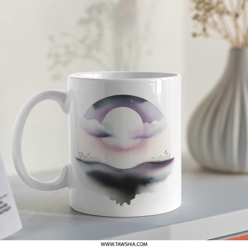 Watercolor Sunset Mug, Peaceful Landscape Mug, Celestial Mug, Nature Lover Gift, Coffee Mug, Tea Cup, Artistic Mug, Unique Mug Gift - Tawshia
