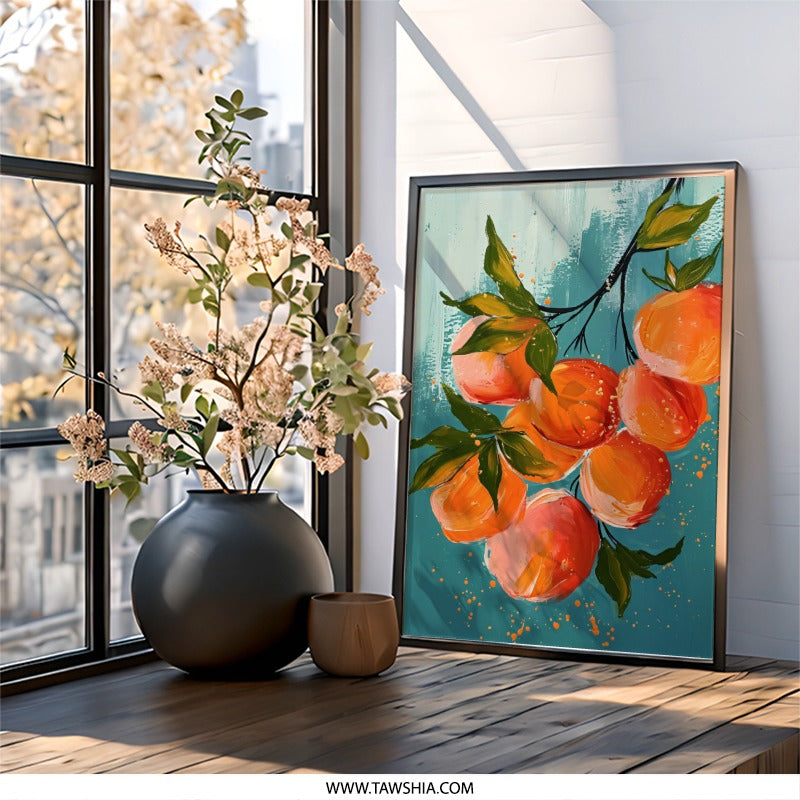 Orange Fruit Wall Art, Kitchen Decor, Modern Home Decor, Citrus Painting, Fruit Art Print, Contemporary Artwork, Office Wall Decor - Tawshia