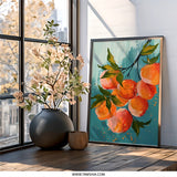 Orange Fruit Wall Art, Kitchen Decor, Modern Home Decor, Citrus Painting, Fruit Art Print, Contemporary Artwork, Office Wall Decor - Tawshia