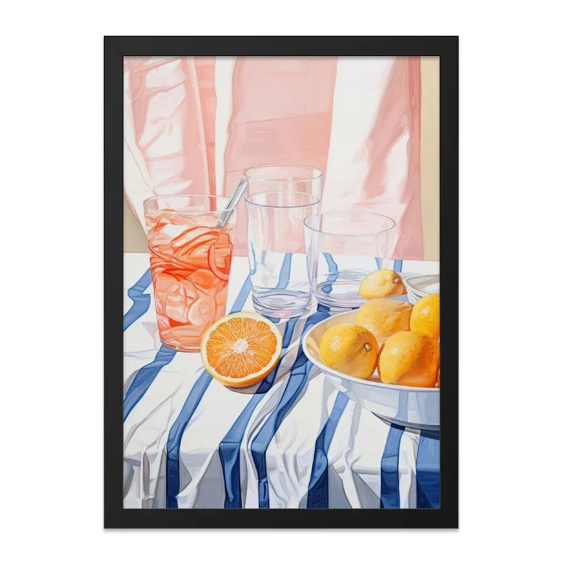 Citrus Still Life Wall Art, Summer Drink Print, Kitchen Wall Decor, Modern Food Artwork, Orange Lemon Art Print, Minimalist Wall Art - Tawshia