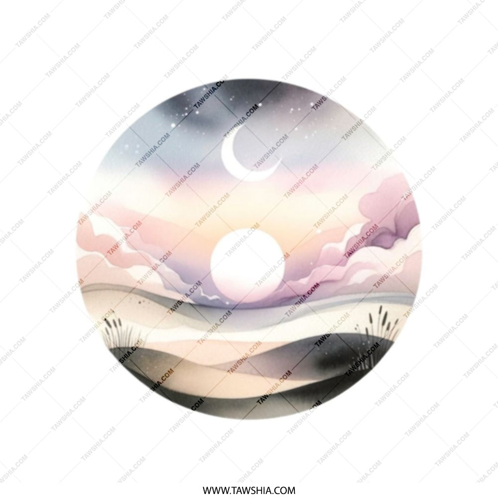 Celestial Tote Bag, Watercolor Moon, Sun Landscape Art Bag, Stylish Shoulder Bag, Crescent Moon Tote, Sunset Design Bag, Aesthetic Tote - Tawshia