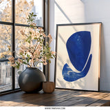 Indigo Abstract Shapes Wall Art, Modern Art Print, Minimalist Decor, Contemporary Art, Home Decor Wall Art, Abstract Art Print - Tawshia