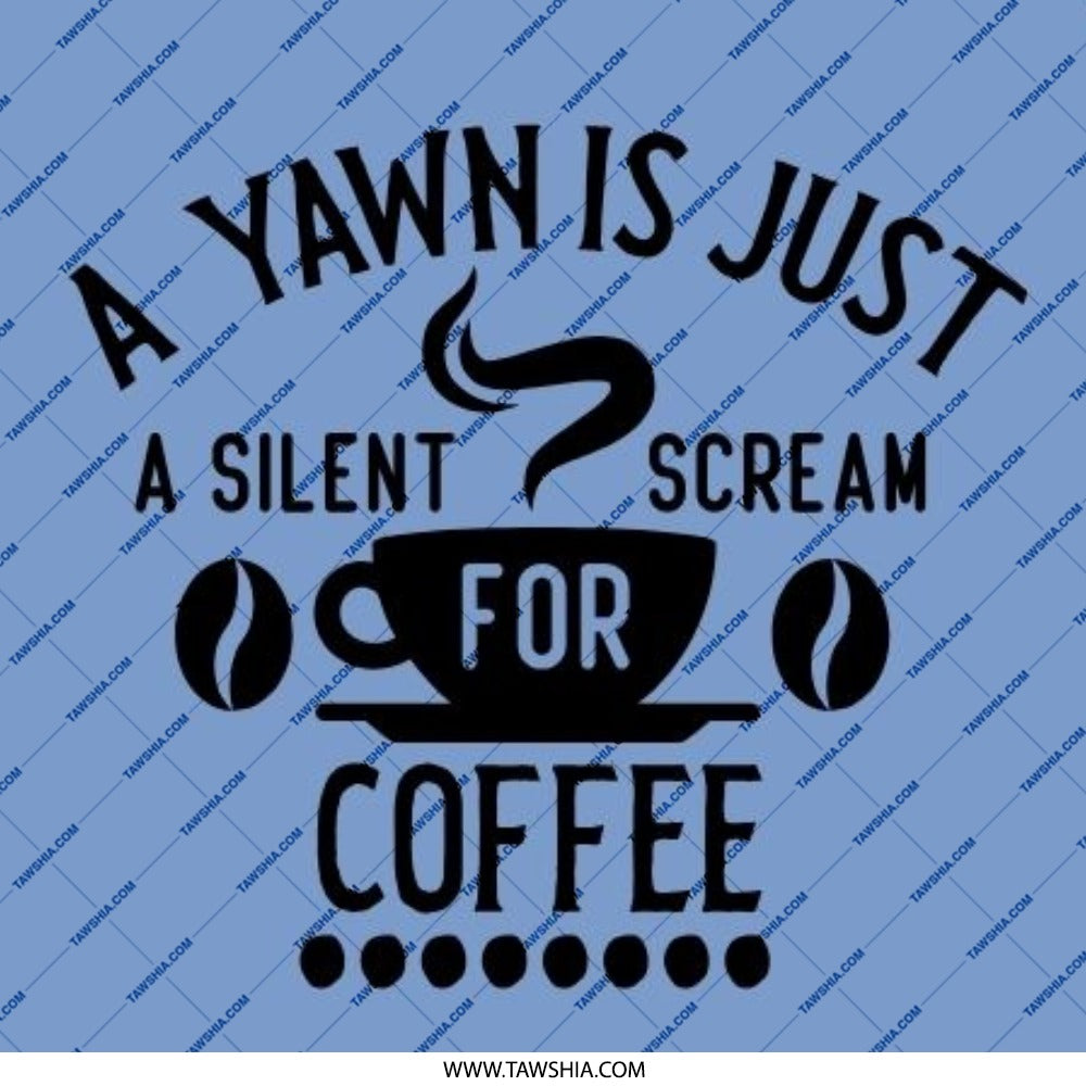 Coffee Lover Pinback Button, Yawn Silent Scream Coffee Pin, Caffeine Addict Button, Funny Quote Pin, Blue Pinback Button, Coffee Humor - Tawshia