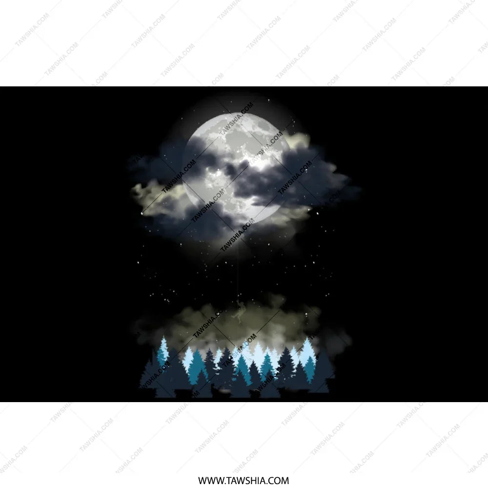 Enchanting Moonlit Forest Night Scene art product