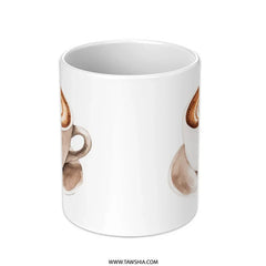 Latte Art Mug, Coffee Lover Gift, Watercolor Mug, Unique Coffee Mug, Ceramic Coffee Mug, Drinkware, Hot Beverage Cup, Kitchen Decor Mug - Tawshia