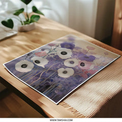 Floral Photographic Print, Poppy Flower Art, Purple Flowers, Botanical Wall Decor, Flower Photography, Home Decor Art Print - Tawshia