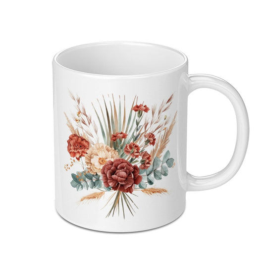 Floral Bouquet Mug, Watercolor Flower Coffee Cup, Elegant Botanical Tea Mug, Artistic Drinkware, Unique Floral Design Mug - Tawshia