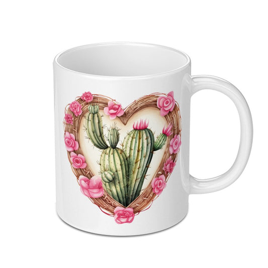 Heart Cactus Mug, Floral Cactus Gift, Succulent Mug, Botanical Mug, Plant Lover Gift, Desert Mug, Cute Mug, Coffee Mug, Tea Cup - Tawshia