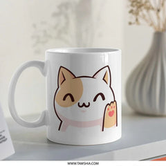 Cute Cat Mug, Kawaii Kitten Coffee Mug, Funny Cat Lover Gift, Novelty Mug, Cat Paw Heart Mug, Animal Mug, Gift for Her, Gift for Him - Tawshia
