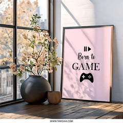 Born To Game Wall Art, Gamer Gift, Video Game Art, Gaming Decor, Play Room Art, Gift for Gamers, Wall Decor - Tawshia