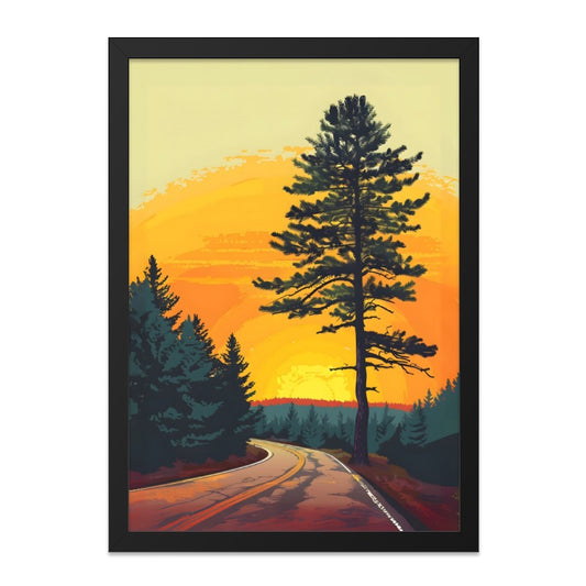 Sunset Road Wall Art, Pine Tree Print, Landscape Painting, Nature Wall Decor, Scenic Art Print, Modern Wall Art, Home Decor - Tawshia