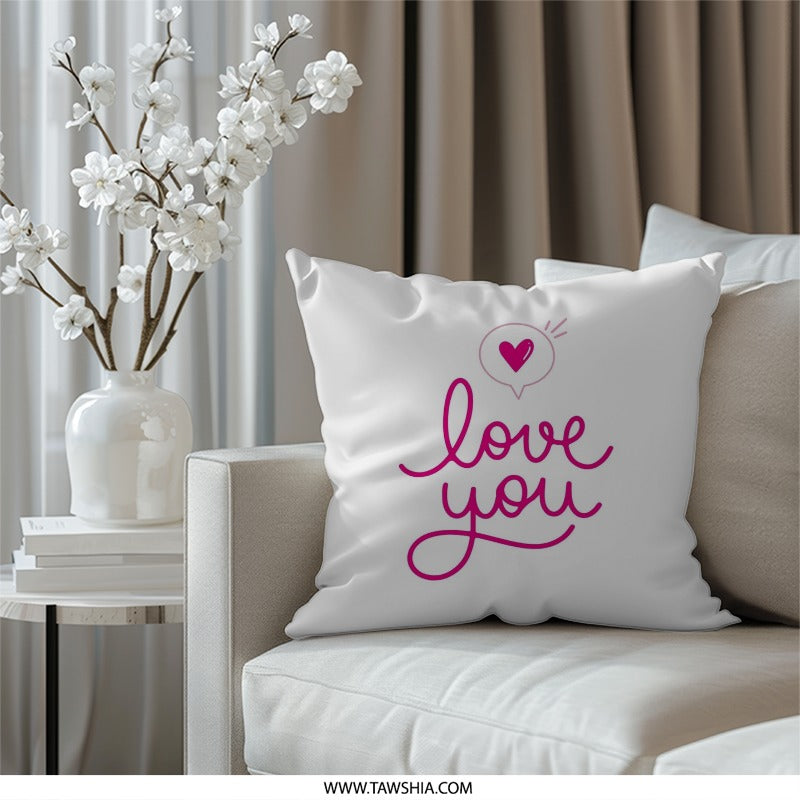 Love You Pillow, Heart Pillow, Valentines Day Pillow, Romantic Pillow, Gift for Her, Decorative Pillow, Couch Pillow, Throw Pillow - Tawshia