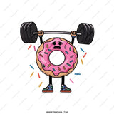 Donut Gym Bro Pillow, Funny Lifting Decor, Weightlifting Throw Pillow, Novelty Home Decor, Pink Donut Design - Tawshia