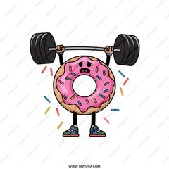 Donut Gym Bro Pillow, Funny Lifting Decor, Weightlifting Throw Pillow, Novelty Home Decor, Pink Donut Design - Tawshia