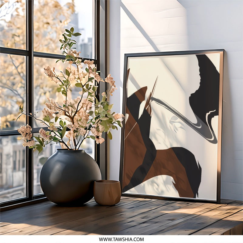 Abstract Art Wall Decor, Modern Painting Print, Minimalist Art, Contemporary Wall Art, Brown Black Gray Neutral Tone Artwork - Tawshia